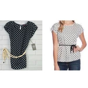 Vince Camuto polka dots black & white blouse top - size small